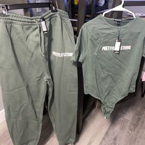 PrettyLittleThing Olive Green Lounge Set